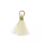 Pompon imitation coton pour création bijoux DIY 12 mm Crème avec attache Doré x1