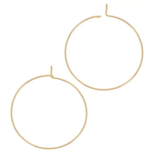 Créoles à décorer 30 mm - Fil 0.6 mm - Doré à l'or fin x2