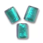 Perles cylindres Feuille d'Argent 10x8 mm Blue Zircon x4