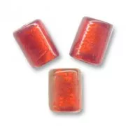 Perles cylindres Feuille d'Argent 10x8 mm Rouge Orangé x4