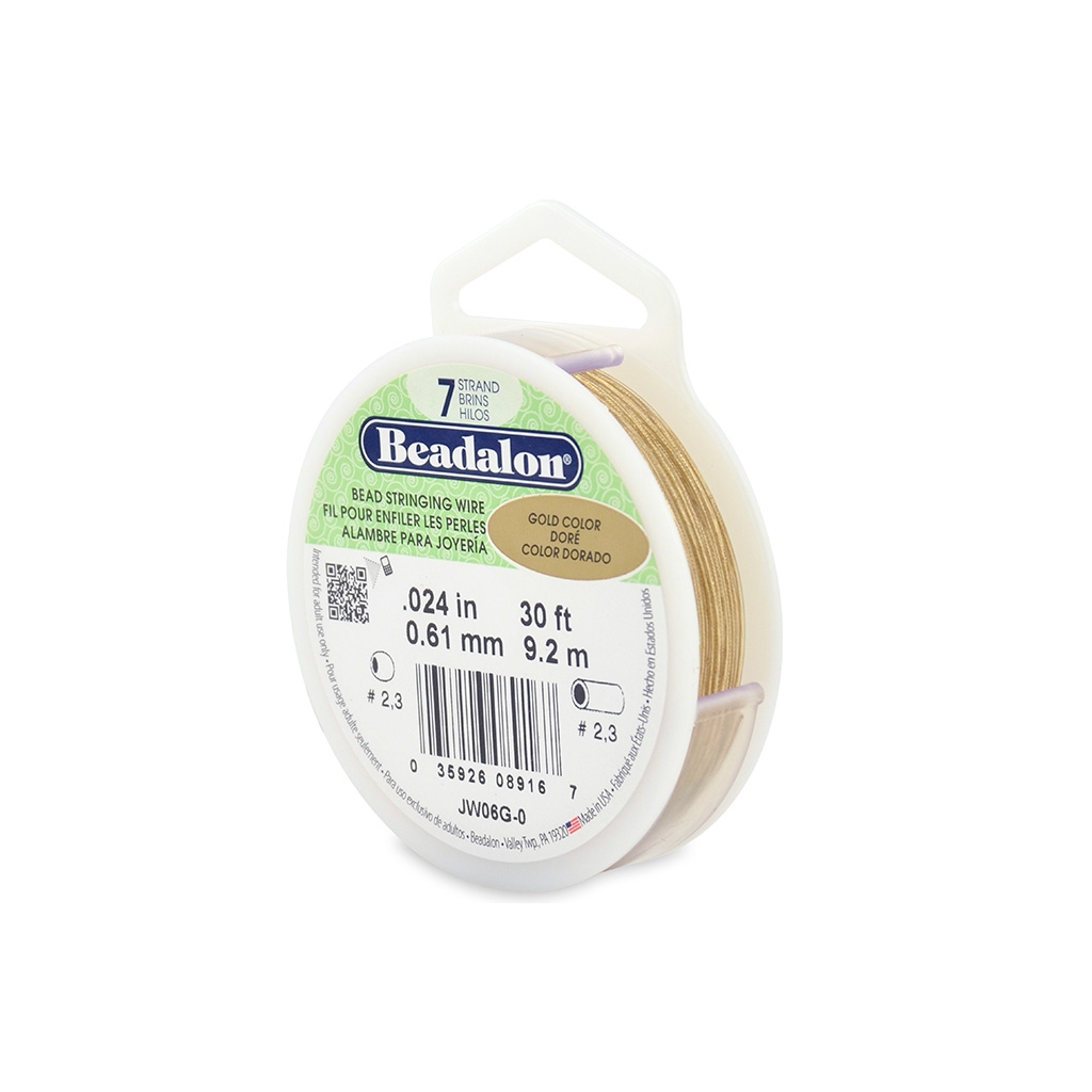Fil De Perles Beadalon 19 Brins - Doré Satiné, Souple Comme De La Soie - Pour Bijoux Et Créations