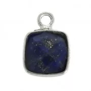 Pendentif carré pierre facettée 7 mm serti Argent 925 / Lapis Lazuli x1