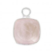 Pendentif carré pierre facettée 7 mm serti Argent 925 / Quartz Rose x1
