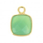 Pendentif carré pierre facettée 7 mm serti Argent 925 Plaqué Or / Chrysoprase x1|raw }}