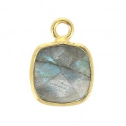 Pendentif carré pierre facettée 7 mm serti Argent 925 Plaqué Or / Labradorite x1|raw }}