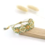 Pendentif carré pierre facettée 7 mm serti Argent 925 Plaqué Or / Labradorite x1