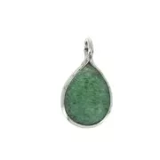 Breloque goutte pierre facettée 6x8 mm serti Argent 925 / Chrysoprase x1