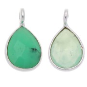 Breloque goutte pierre facettée 6x8 mm serti Argent 925 / Chrysoprase x1