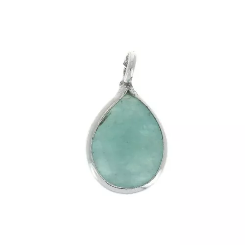 Breloque goutte pierre facettée 6x8 mm serti Argent 925 / Amazonite x1