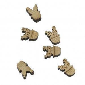 Mini cabochon en bois laser cut forme cactus en pot à décorer et peindre 8x11mm x1