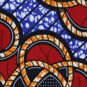 Tissu Wax - Touba - Bleu/Rouge x10cm