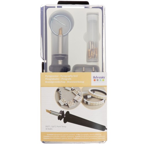 Kit pyrograveur pour décorer le bois et le cuir + 8 pointes