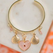 Breloque / Pendentif coquillage pour création bijoux 13x18 mm Doré à l'or fin x1