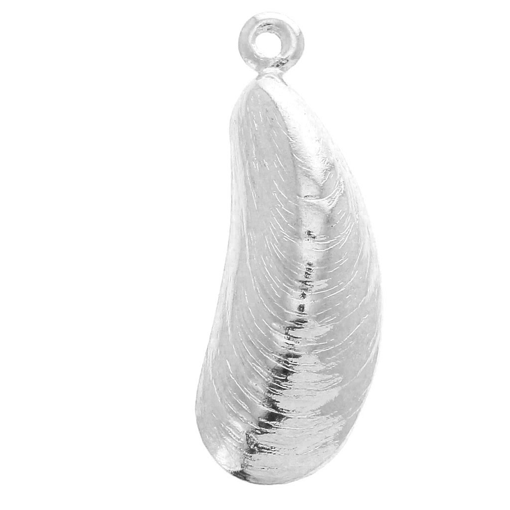 Pendentif Ancien Art Déco En Cuivre Plaqué Or - Forme Moule Avec Perle Coquillage - Charm Breloque Occasion