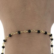 Chaîne perlée de perles facettées en verre 3.50 mm Doré / Noir x50cm