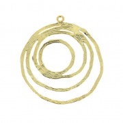 Pendentif cercle irrégulier rainuré - 30 mm - Doré à l'or fin x1