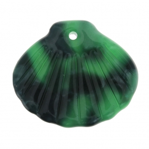 Pendentif coquillage en acétate de cellulose 21 mm Ecaille de tortue Vert/Noir x1