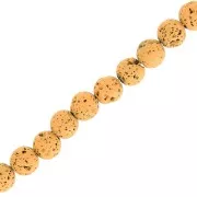Perles Rondes 6 mm en Pierre de Lave teintée - Ocre x15