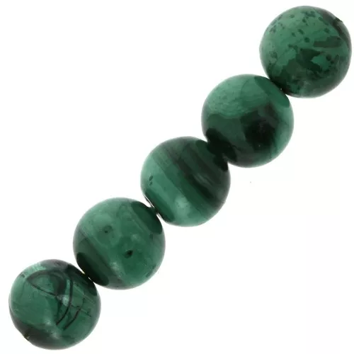 Perles rondes 6 mm en pierre gemme Malachite x15