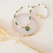 Perles rondes 3.8 à 4.5 mm en pierre gemme Malachite x20