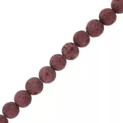 Perles Rondes 6 mm en Pierre de Lave teintée - Rouge foncé x15