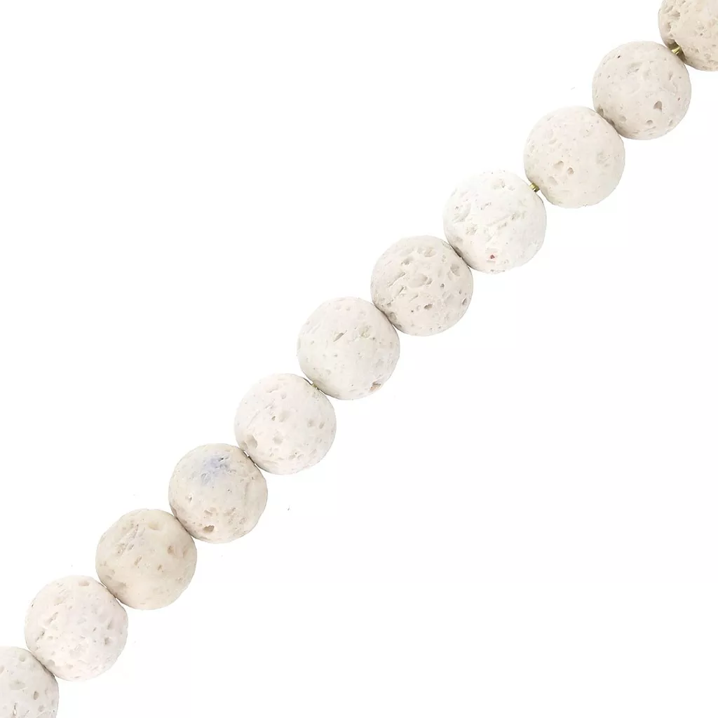 Lot De 25 Perles Rondes En Pierre De Lave Naturelle Noire De 6mm