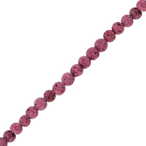 Perles Rondes 4.5 mm en Pierre de Lave teintée - Rose framboise x20
