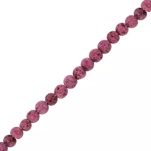 Perles Rondes 4.5 mm en Pierre de Lave teintée - Rose framboise x20