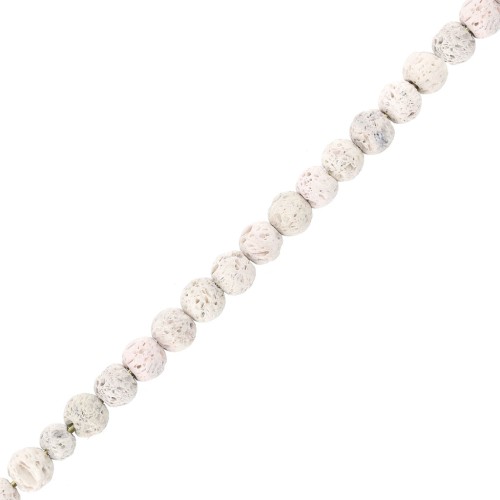 Perles Rondes 4 mm en Pierre de Lave teintée - Blanc x20