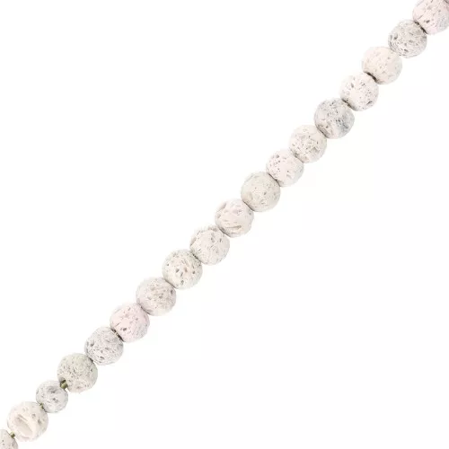 Perles Rondes 4 mm en Pierre de Lave teintée - Blanc x20