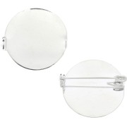 Support de broche avec plateau rond fond plat 26 mm - Placage Argent fin x1