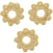Perles rondelles forme fleur 10 mm - Doré à l'or fin x5|raw }}