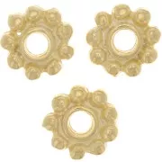 Perles rondelles forme fleur 10 mm - Doré à l'or fin x5