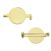 Support de broche avec plateau pour cabochon fond plat 16 mm - Doré à l'or fin x1|raw }}