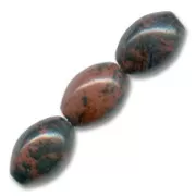 Perles olive 12x8 mm en pierre gemme Obsidienne acajou x5