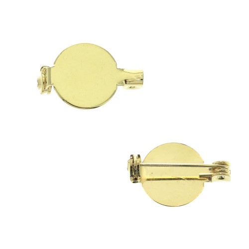 Support de broche avec plateau fond plat 13 mm - Doré à l'or fin x1