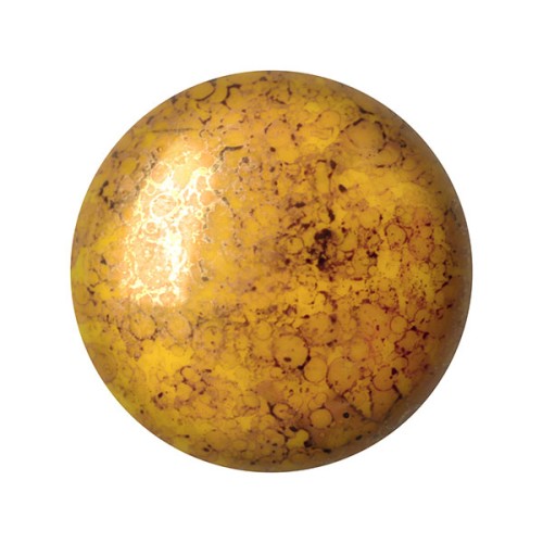 Cabochon rond en verre par Puca® 18 mm Opaque Jonquil Bronze x 1