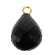 Pendentif goutte facettée 13x10 mm Argent 925 Plaqué Or / Onyx Noir x1|raw }}