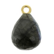 Pendentif goutte facettée 13x10 mm Argent 925 Plaqué Or / Labradorite x1|raw }}