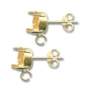Clous d'oreilles porte-cabochon 1028/1088 8 mm Doré à l'or fin x2|raw }}