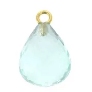 Pendentif goutte facettée 13x10 mm - Argent 925 Plaqué Or / Hydro Aquamarine x1