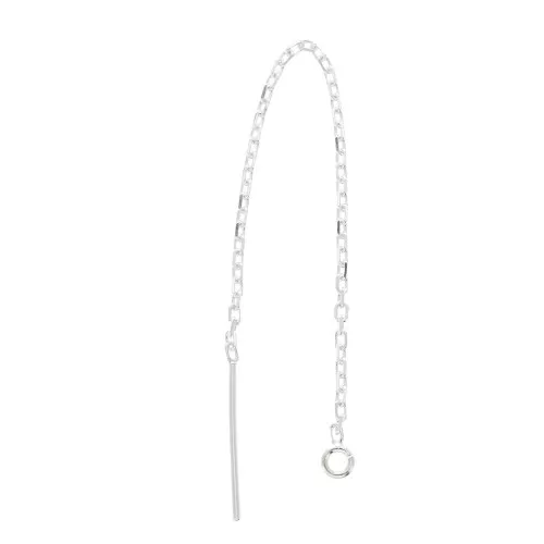 Chaines d'oreilles traversantes maille rectangle limée 80 mm en Argent 925 x2