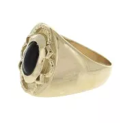 Bague chevalière pour femme serti Onyx noir taille 58 plaqué Or 3 microns x1