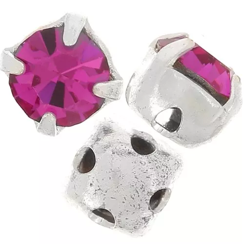 Chatons montés 4 mm Fuchsia x10