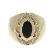 Bague chevalière pour femme serti Onyx noir taille 54 plaqué Or 3 microns x1|raw }}