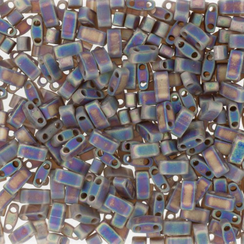 Miyuki Half Tila Beads 5x2.3x1.9 mm HTL-135FR Matte Transparent Root Beer AB x10g