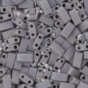 Miyuki Half Tila Beads 5x2.3x1.9mm HTL-498FR - Matte Opaque Gray AB x10g