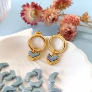 Perles en verre Chevron Beads 10x4 mm Opaque Blue Ceramic Look x30