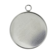 Serti pendentif pour cabochon rond fond plat 25 mm en Acier inox x1|raw }}
