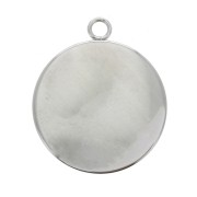 Serti pendentif pour cabochon rond fond plat 25 mm en Acier inox x1